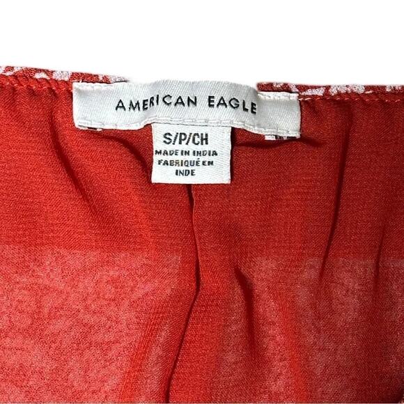 American Eagle Ditsy Floral Lined Rust Red Skater Mini Skirt Size Small - Picture 8 of 8